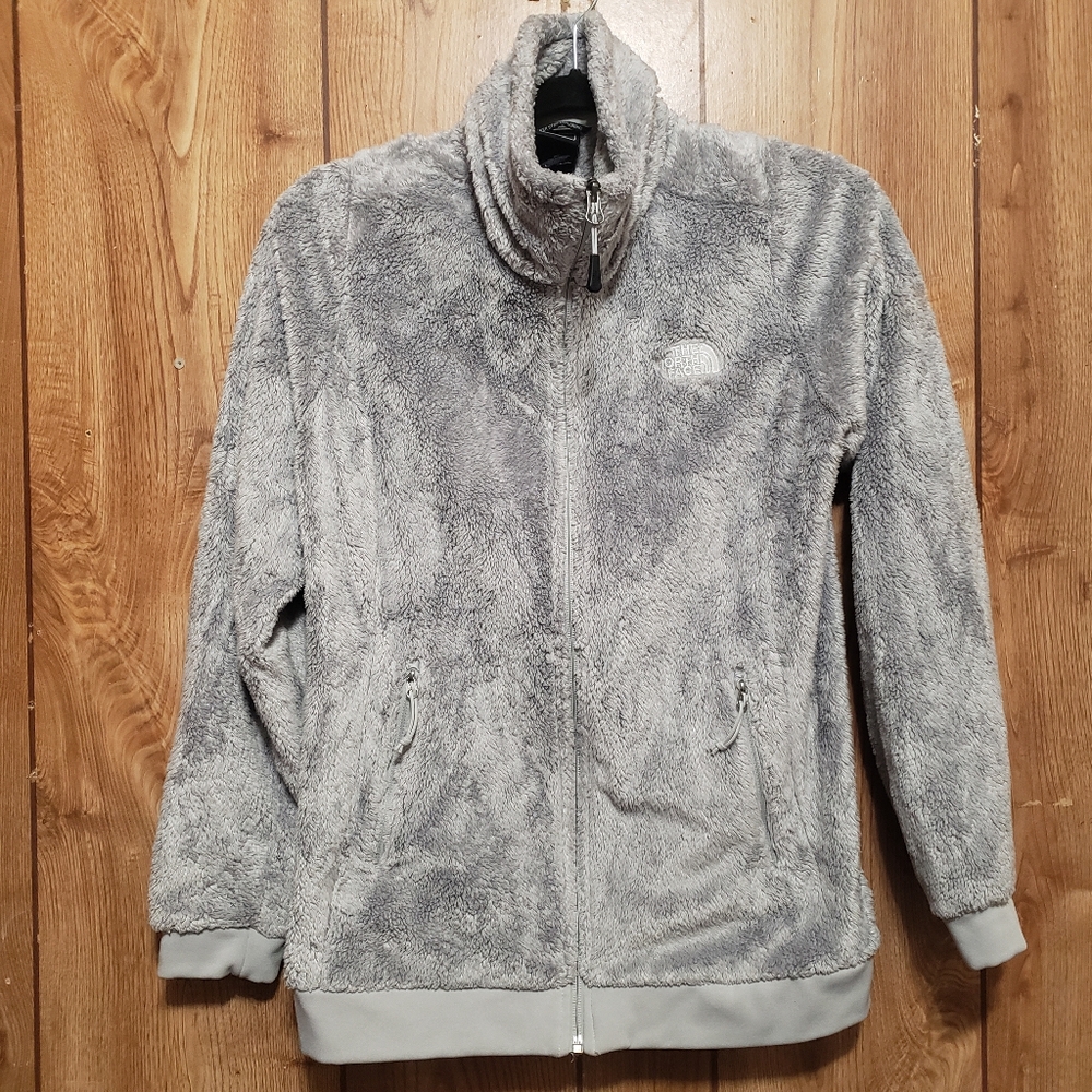 The North Face Fleece Jacket  Women's Grey Small Full Zip Pockets Soft Fuzzy